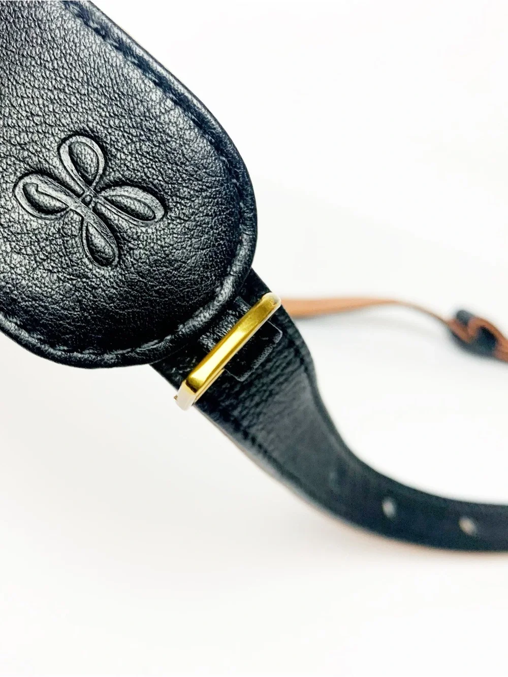 HOBO Black Leather Shoulder Strap with Tan Lining and Gold Hardware